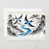 インクで空を舞うツバメ中国の|過去記事 ポストカード (正面/裏面)