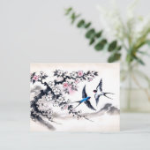 インクで空を舞うツバメ中国の|過去記事 ポストカード (スタンド正面)