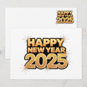 インクとゴールドの2025年:あなたの年のホリデーカード シーズンカード (正面/裏面)