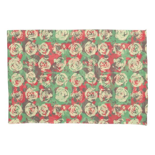 インクとバラの調和 – シームレスパターン 枕カバー (正面)