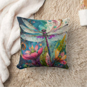 インクとペンの水彩トンボ   クッション (ブランケット)