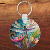 インクとペンの水色トンボのキーチェーン キーホルダー (裏面)