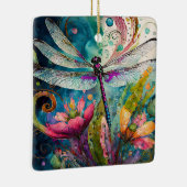 インクとペンの水色トンボ セラミックオーナメント (右)