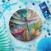 インクとペンの水色トンボ ペーパープレート (パーティー)