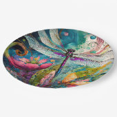 インクとペンの水色トンボ ペーパープレート (アングル)