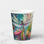 インクとペンの水色トンボ 紙コップ (裏面)