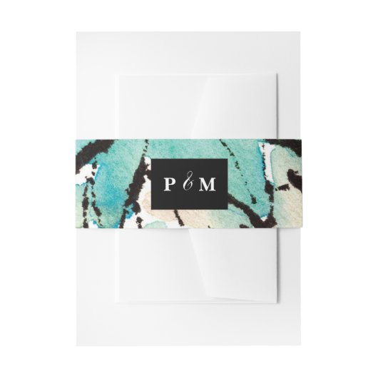 インクと水のカスタマイズ結婚可能な腹バンド 招待状ベリーバンド (正面例)