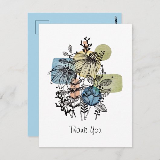 インクと水彩のデイジードゥードル ポストカード (正面/裏面)