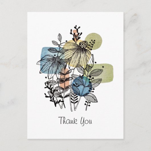 インクと水彩のデイジードゥードル ポストカード (正面)