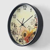 インクと水色のらせん状絵を描ズ 壁時計 (傾斜)