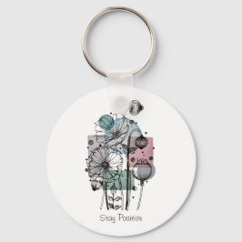 インクと水色のポピー類のドードル キーホルダー