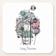 インクと水色のポピー類のドードル