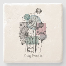 インクと水色のポピー類のドードル