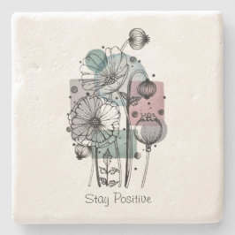 インクと水色のポピー類のドードル ストーンコースター