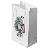 インクと水色のポピー類のドードル スモールペーパーバッグ (裏面アングル)