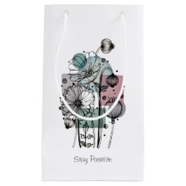 インクと水色のポピー類のドードル スモールペーパーバッグ