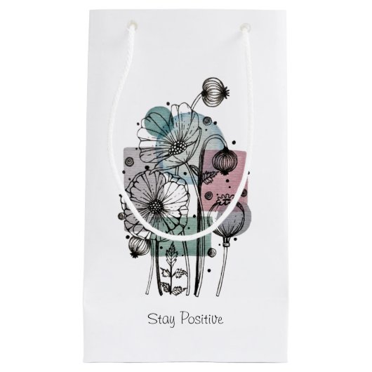 インクと水色のポピー類のドードル スモールペーパーバッグ (正面)