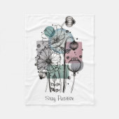 インクと水色のポピー類のドードル フリースブランケット (正面)