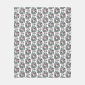 インクと水色のポピー類のドードル フリースブランケット (正面)