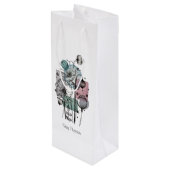 インクと水色のポピー類のドードル ワインギフトバッグ (裏面アングル)