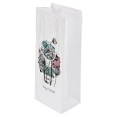 インクと水色のポピー類のドードル ワインギフトバッグ (正面アングル)