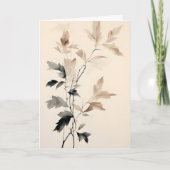 インクと洗い木の枝と葉お母さんの日 カード (正面)