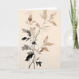 インクと洗い木の枝と葉お母さんの日 カード