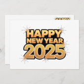 インクと金ゴールドの年: 2025年ホリデーカード シーズンカード (正面/裏面)