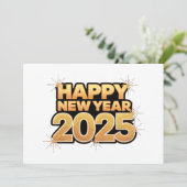 インクと金ゴールドの年: 2025年ホリデーカード シーズンカード (スタンド正面)