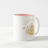 インクと金ゴールドプリンセスキャッスルマグパーソナライズされた- ツートーンマグカップ (正面右)