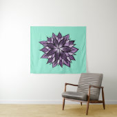 インクによって描かれる抽象的な花のような紫色の曼荼羅 タペストリー (インサイチュ(横))
