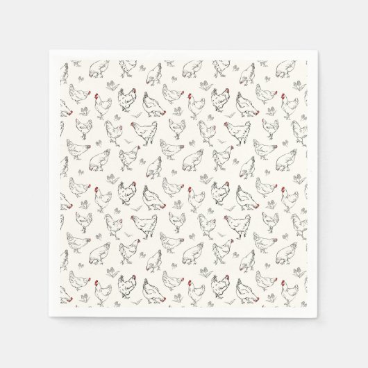 インクにニワトリ スタンダードカクテルナプキン (正面)