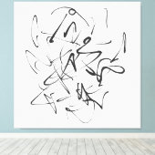 インクのカオス – 表現ライン抽象化 キャンバスプリント (インサイチュ (ウッドフロア))