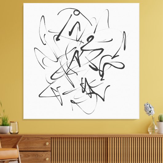 インクのカオス – 表現ライン抽象化 キャンバスプリント (インサイチュ (リビング))
