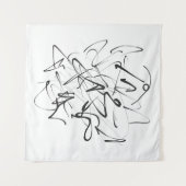 インクのカオス – 表現ライン抽象化 タペストリー (正面(横))