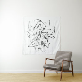 インクのカオス – 表現ライン抽象化 タペストリー