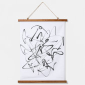 インクのカオス – 表現ライン抽象化 吊り下げ型タペストリー (正面)