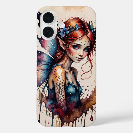 インクのスプラッシュウォーター色の小さな妖精の女の子のカバー Case-Mate iPhoneケース (裏面)