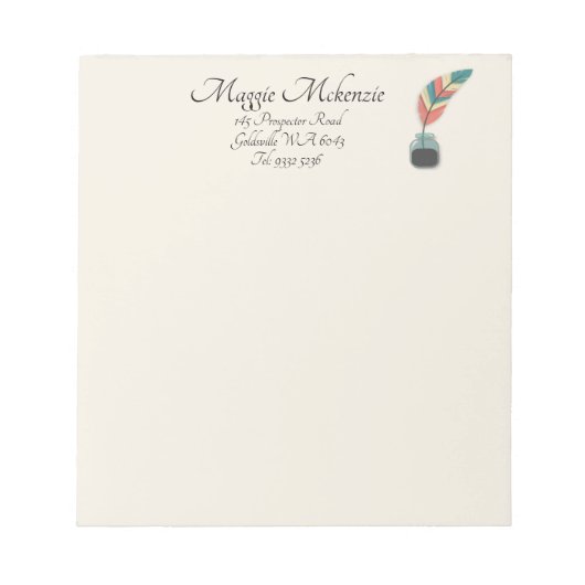 インクのボトルのクイル ノートパッド (正面)