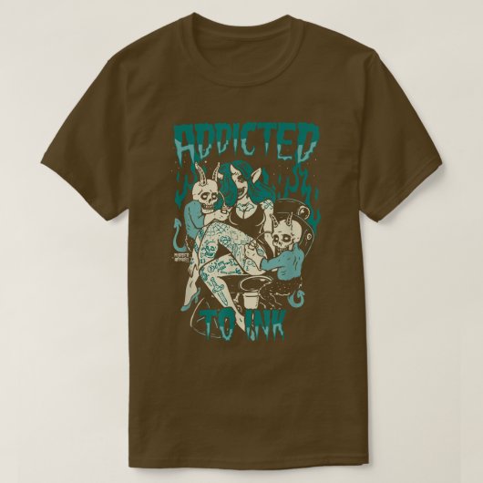 インクの入れ墨に溺れ不気味たヴィンテージ Tシャツ (デザイン正面)
