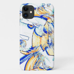 インクの排水なし、オレンジと青の汚れによる画像 iPhone 11 ケース