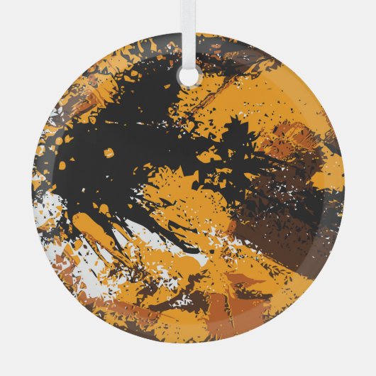 インクの爆発:カラフル抽象芸術の飛散 ガラスオーナメント (正面)