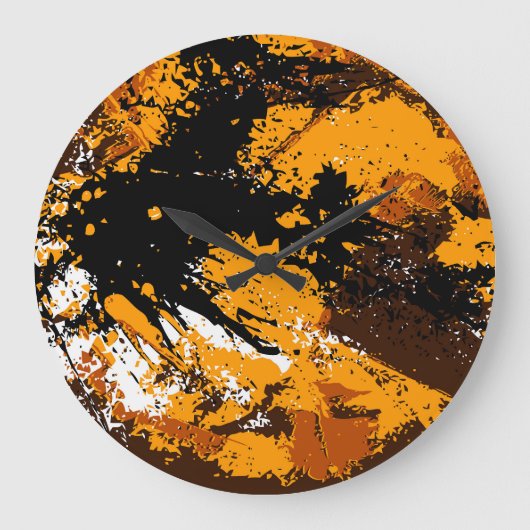 インクの爆発：カラフル抽象芸術の飛散 ラージ壁時計 (正面)