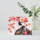 インクの紅葉に興味中国のある子 ポストカード (スタンド正面)
