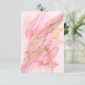 インクの雲にピンク色の金ゴールド サンキューカード (スタンド正面)