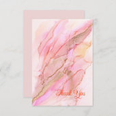 インクの雲にピンク色の金ゴールド サンキューカード (正面/裏面)