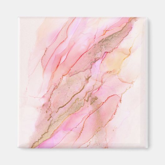 インクの雲にピンク色の金ゴールド マグネット (正面)