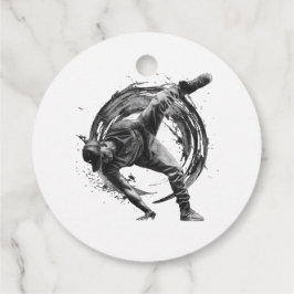 インクの飛沫スタイルで躍動するブレイクダンサー フェイバータグ