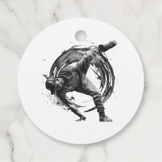 インクの飛沫スタイルで躍動するブレイクダンサー フェイバータグ (裏面)