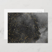 インクの黒い夜空の金ゴールド星テクスチャ ポストカード (正面/裏面)